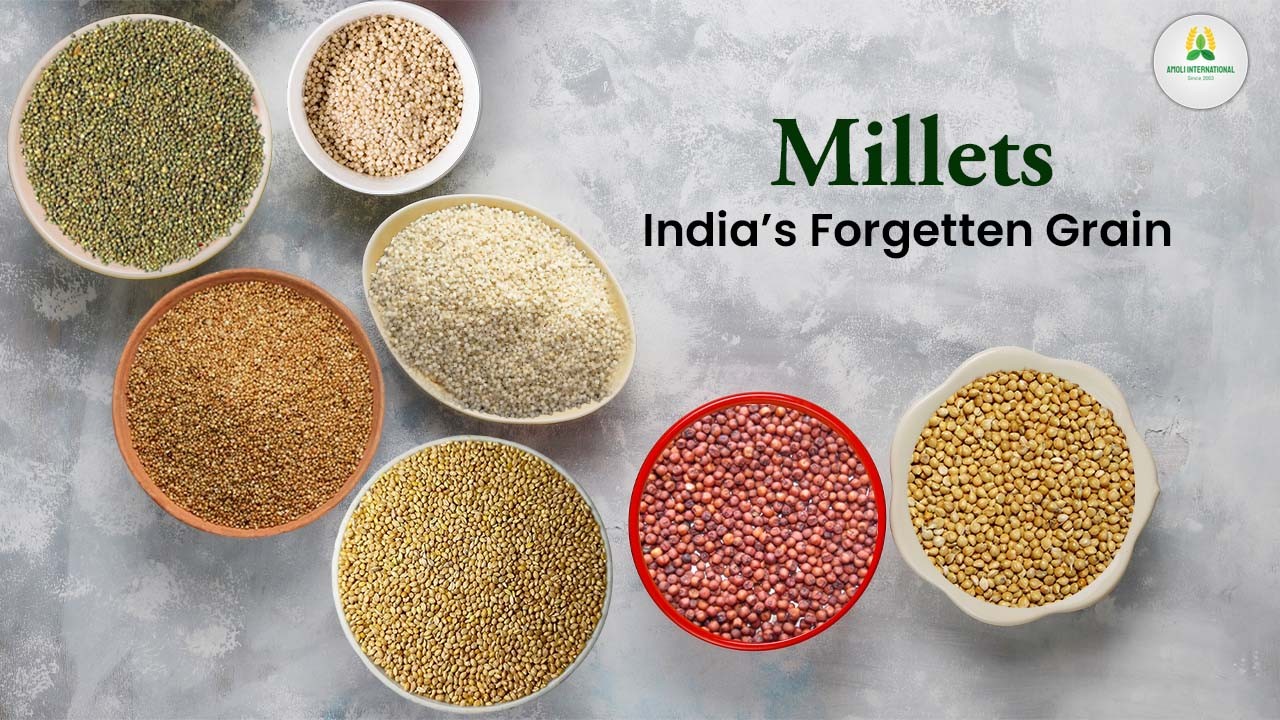 Variety of millets like foxtail, barnyard, and pearl grains