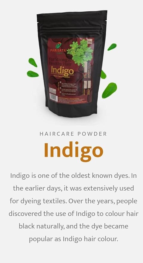 Parijata Herbs Indigo Powder for Natural Hair Dye & Healthy Growth