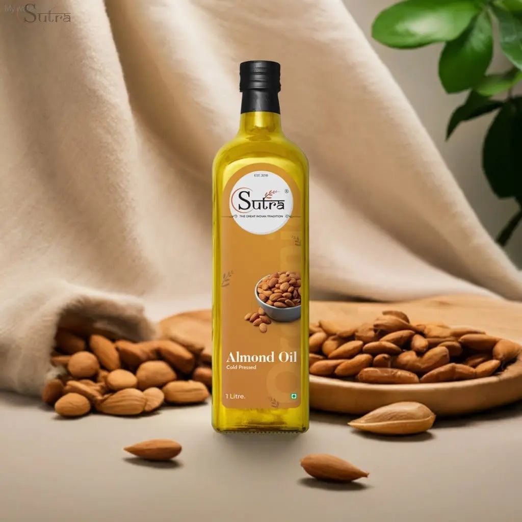 Wooden Cold Pressed Almond Oil (ಬಾದಾಮಿ ಎಣ್ಣೆ) – 100% Pure & Natural – Sutrakart