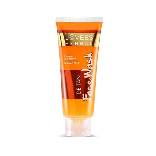 Jovees De-Tan Herbal Face Wash with papaya and licorice extracts for bright, clear skin.