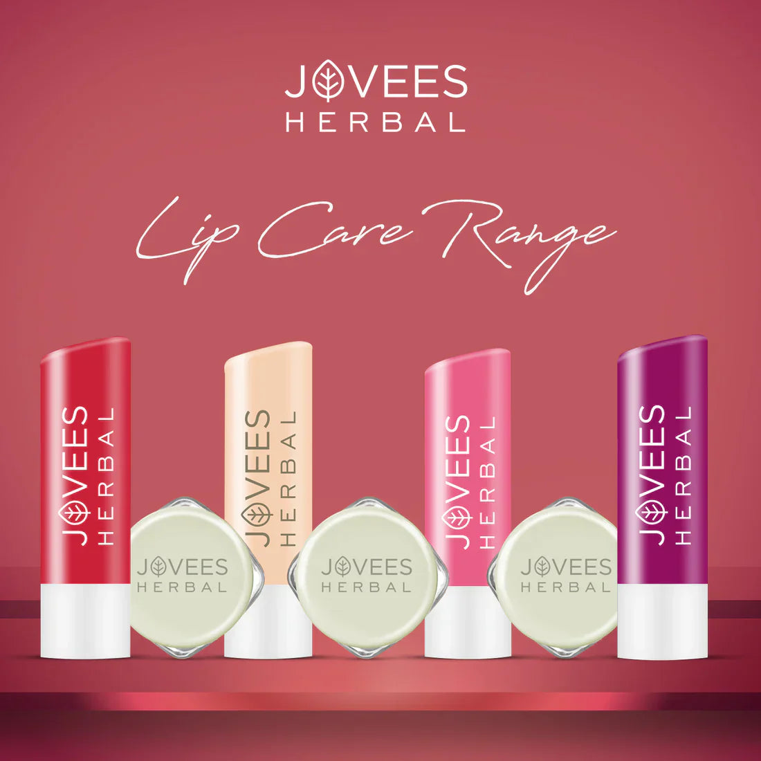 Jovees Herbal Liquorice Lightening Lip Balm in various shades for hydrated, bright lips.