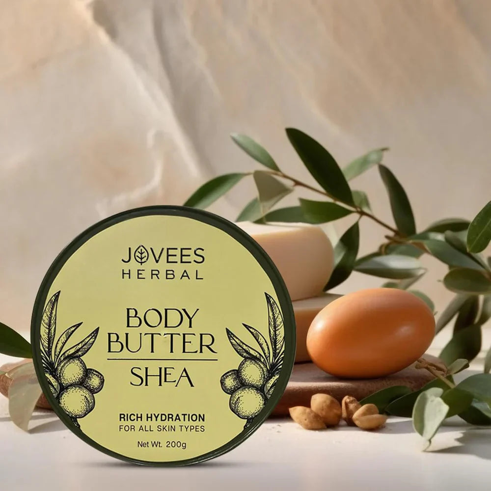 Jovees Shea Body Butter for deep moisturization of dry skin with shea butter and oils.