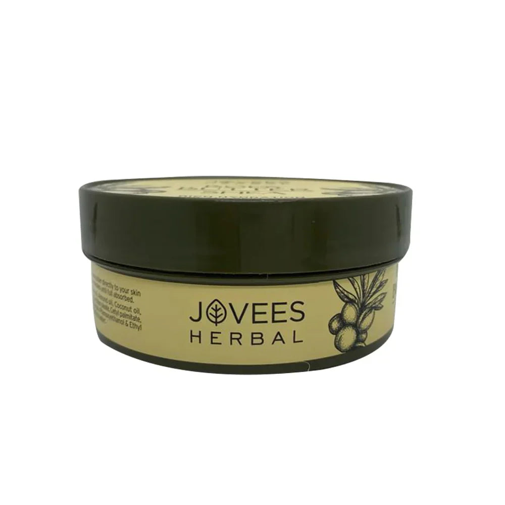 Jovees Shea Body Butter for deep moisturization of dry, rough skin with shea butter, almond oil, and olive oil.