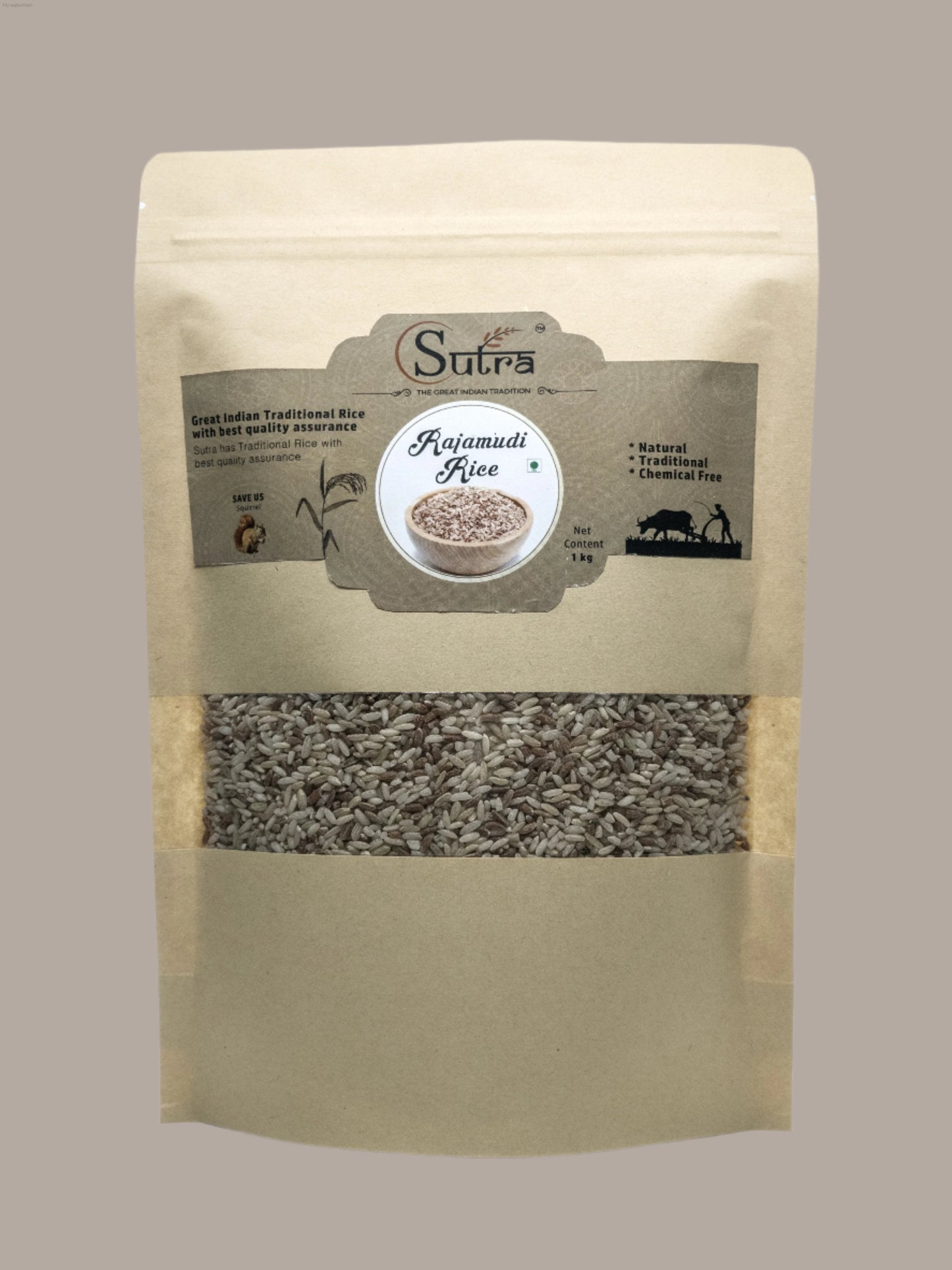 SUTRA Rajamudi Rice |Semi-Polished|Control Diabetes|No Pesticides & Chemical Free Rice, - SUTRA 