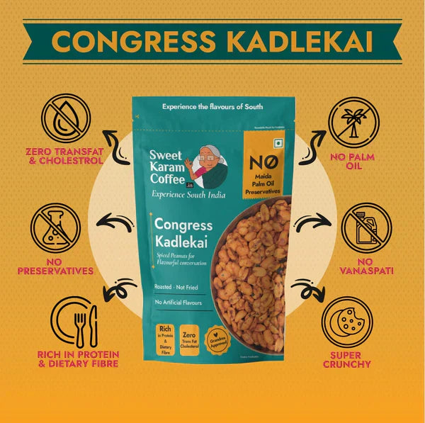 Sweet Karam Coffee Congress Kadalakayi - 95g | Crunchy, Spicy Peanuts Snack