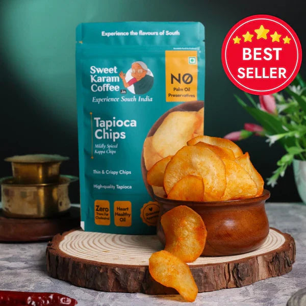 Sweet Karam Coffee Ind Masala Tapioca Chips - 65g | Crunchy & Spicy South Indian Snack