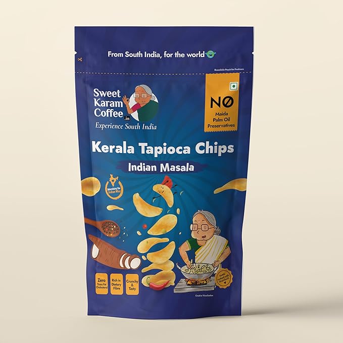 Sweet Karam Coffee Ind Masala Tapioca Chips - 65g | Crunchy & Spicy South Indian Snack