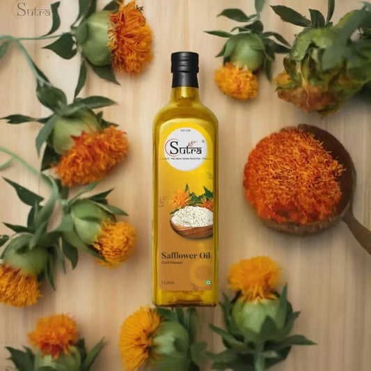 Sutra Wooden Cold Pressed Safflower Oil | 100% Pure & Natural|Edible OSutra Wooden Cold-Pressed Safflower Oil 