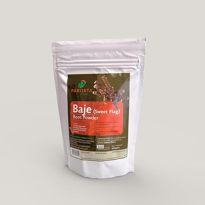 Parijata Herbs Baje (Sweet Flag) Root Powder | Ayurvedic Wellness Herb