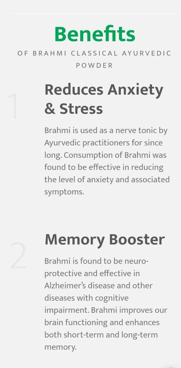 Parijata Herbs Brahmi Powder | Natural Brain Booster & Mental Clarity