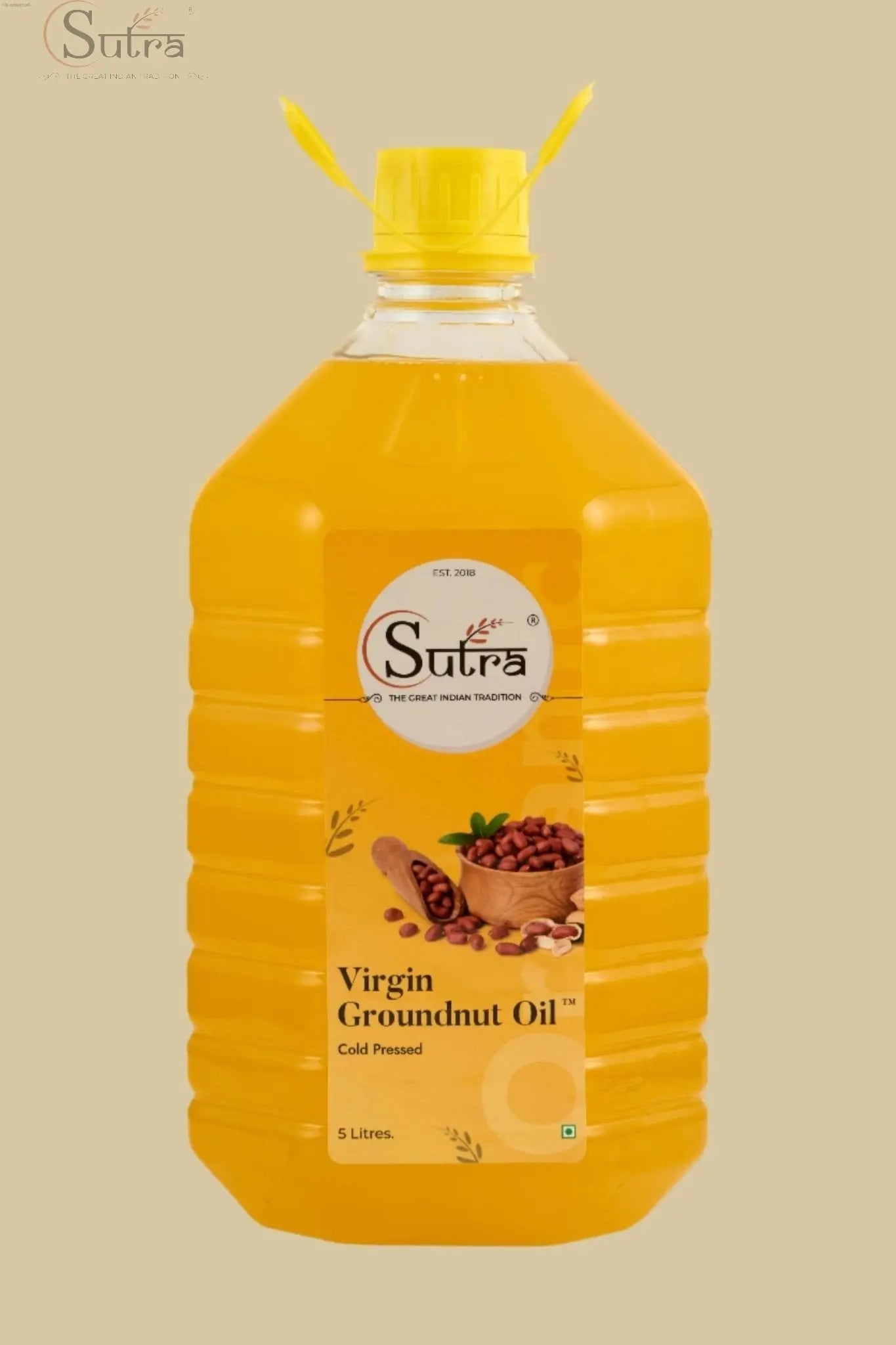 5L Virgin Groundnut Oil (Peanut Oil) – Premium Cold Pressed, Nutrient-Rich, Unrefined – Sutrakart