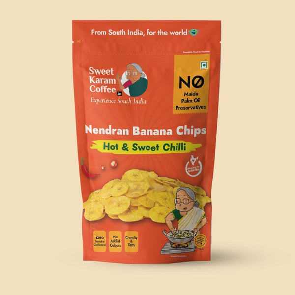 Sweet Karam Coffee Spicy Nendran Banana Chips - Crispy Kerala Snack 65g