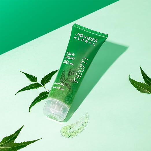 Jovees Neem Face Wash for Acne and Pimples with Neem and Basil, 100ml tube.