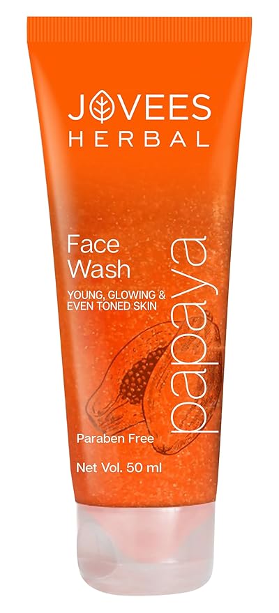 Herbal Jovees Papaya Face Wash tube for glowing skin, 50 ml.