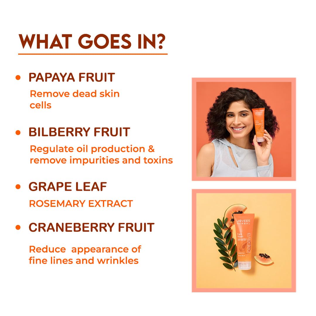 Jovees Papaya Face Wash with herbal ingredients for glowing skin.