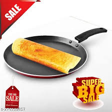 Non-stick roti tawa and cast iron dosa tawa with dosa, ideal for seamless cooking.